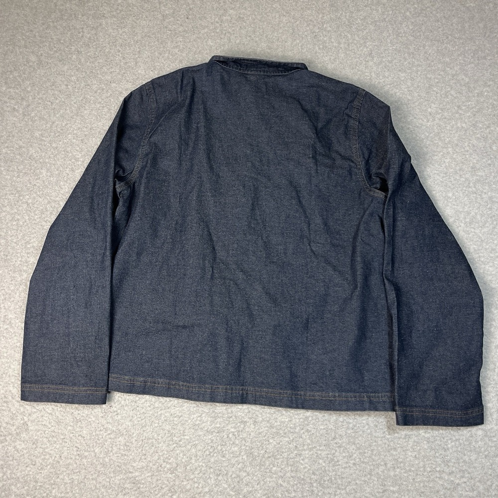 Eileen Fisher Jacket Womens Large Blue Denim Snap Mandarin Collar Dark Cotton - Picture 8 of 10